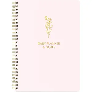 Simple Daily Planner Undated & To Do List Notebook: With Hourly Schedule - 6.5x9.25" Blush Pink - Aesthetic Spiral Note book for Work and Life Tasks - Day & Hour Agenda, Organizer Notepad Journal