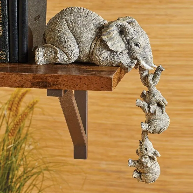 Adorable Resin 6pcs/set Elephant Hanging Decor, Elephant Set Gift, Mother and Child Elephant Ornaments, Resin Handicraft Design, Cute Home, Decorative Figurines, Ornaments Decoration, Resin Animal Ornaments