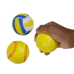 2 1/4" Realistic Volleyball, Softball and Tennis Stress Ball Assortment - 12 Pc.