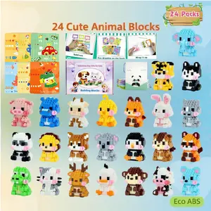 Mini Animal Building Blocks 24 Days SmallBlocks  Kids Fillers Ideal  Holidays Gift Mixed Color Silicone Beads for DIY brick,fun gifts,  brick sets, bricks and minifigs perfect festival keychain doll christmas Movable Skeleton Robot easy mix