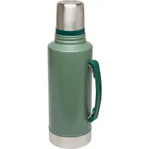 Classic Hammertone Green 2-Quart Stainless Steel Insulated Vacuum Bottle with Leakproof Lid & Wide Mouth for Coffee & Beverages