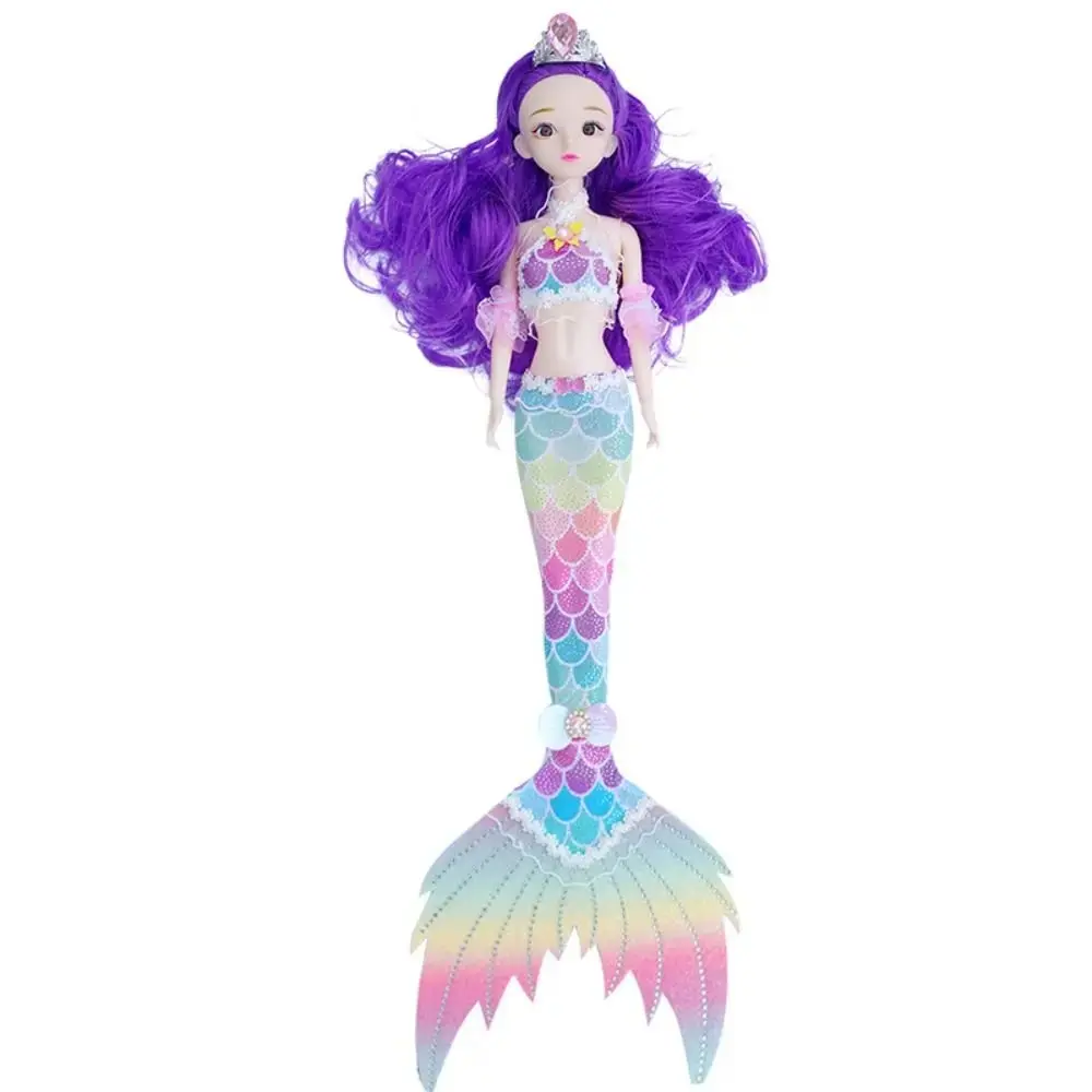 Pretty 45cm Mermaid Doll Colorful Clothes Replaceable Bjd Doll Set 11 Movable Joints Cute Princess Doll (with Lights and Music)