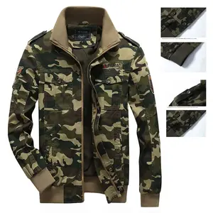 Cool and stylish camouflage military style stand-up collar casual jacket for men in spring and autumn