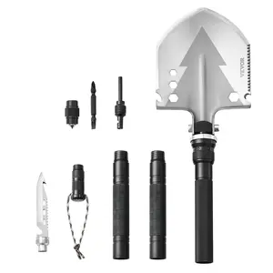 VEVOR Survival Shovel, 11 in 1 Camping Shovel Folding Multitool, Military Grade Portable Compact Tactical Shovel, Multifunction for Off-Roading, Camping, Hiking, Outdoor, Survivalist and Emergency
