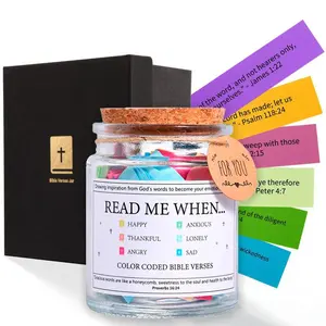 2026 New Version Bible Verse Jar (KJV), Glass Scripture Verse Jar with 96 Color-Coded Prayer Cards for Emotions and Feelings, Read Me When Daily Encouragement, Christian Gifts for Women Men, Easter, Graduation, Everyday Item, Glass Bottle