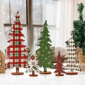 Christmas Decorations indoor-5 sizes Wooden Christmas Tree Sign-Xmas Decorations for Home Shelf Mantel Fireplace Table Windowsill Party Decor