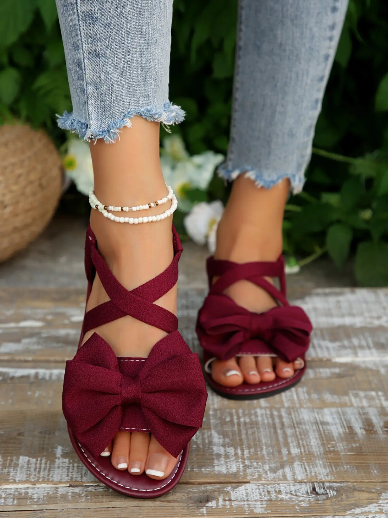 Women's Cute Bow Design Flat Sandals, Bow Decorated Classic Casual Summer Beach Resort Shoes, Fashion Versatile Daily Wear Footwear, Chic Summer Footwear, Footwear For Beach