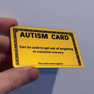 Plastic Golden Autism Card for your wallet - Funny excuse card