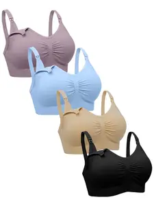 4-Pack Nursing Bras, Soft Seamless Maternity Bras, Comfortable Supportive Nursing Underwear for New Moms, Casual Everyday Wear, Pregnancy Maternity Bra