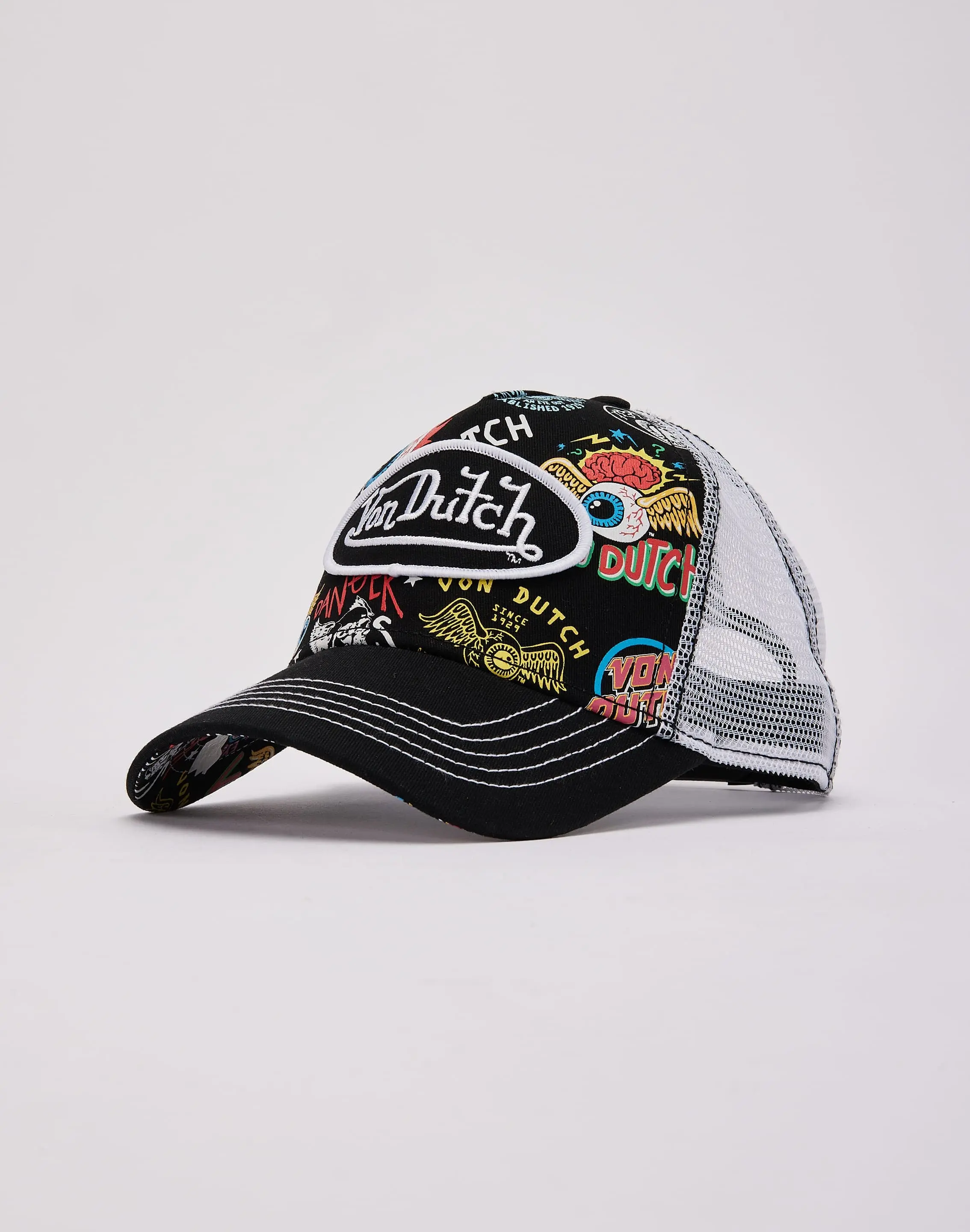Von Dutch Graffiti Trucker Cap - Premium Snapback Mesh Baseball Hat, Embroidered Logo Graphic, 2026 Limited Edition Unisex Adjustable Streetwear Gorra, Urban Fashion Collectible for TikTok Style