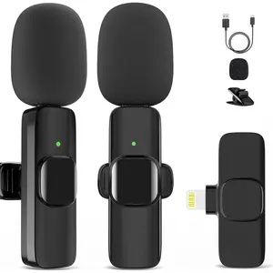 Microphone for , 2 Pack  Microphones, Mini Mic, Lavalier, Recording Lapel Mic, Plug-Play, Clip On Microphone with Noise Reduction for Interview/ (for iPhone14 and Below)