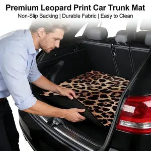 New Leopard Print Design Car Trunk Mat, Universal Non‑Slip Durable Cargo Liner, All Weather Protection Car Interior Accessory for SUV Sedan Truck