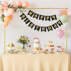 Adjustable Tabletop Square Arch Stand | Gold Metal Backdrop Frame For Birthday Dessert Table Decor