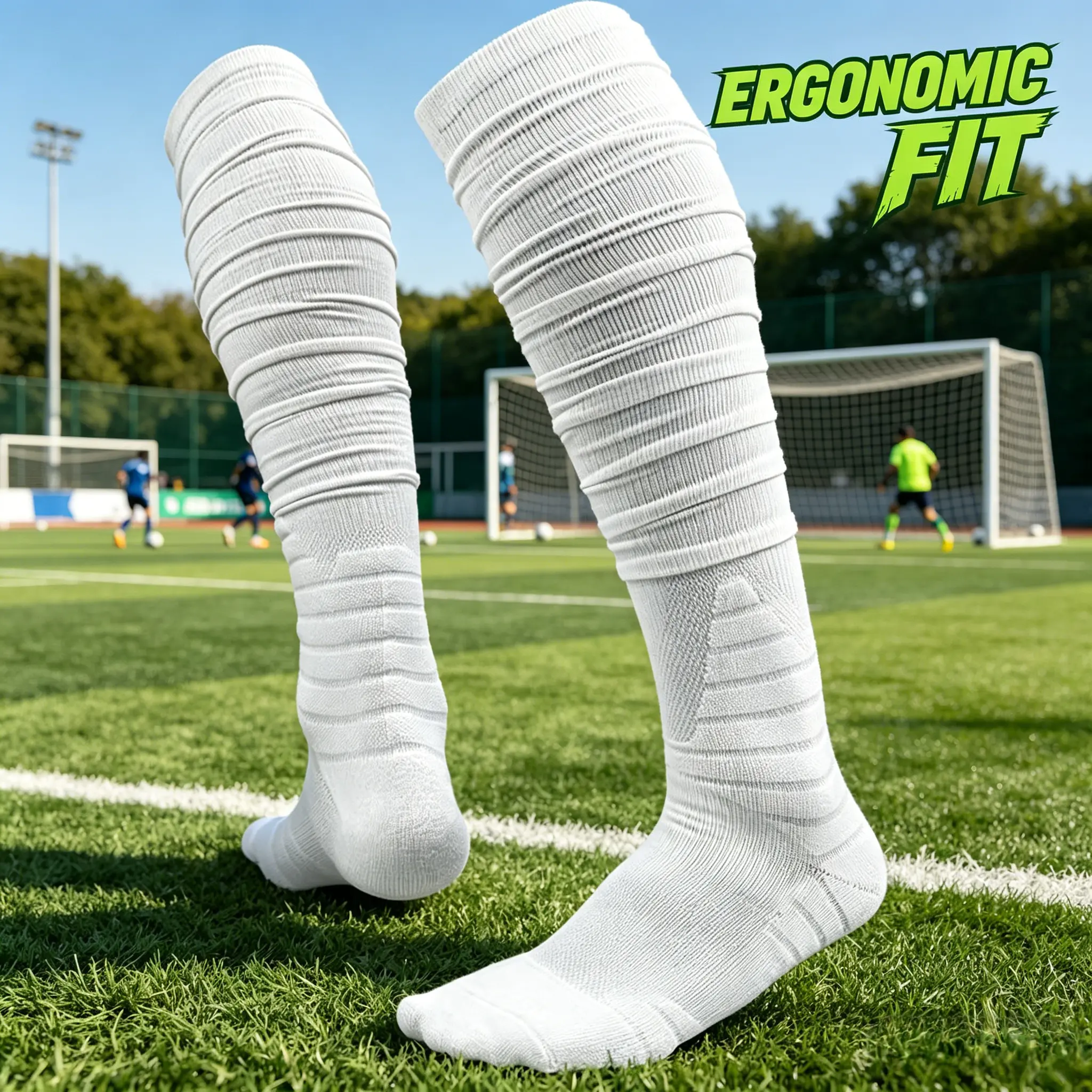 Men's & Boys' Padded Scrunch Football Sports Socks - High-Performance, Moisture-Wicking, Anti-Slip, No-Blister, Stay-Up Knee-High Cushioned Socks for Training & Games, High-Performance Sports Socks