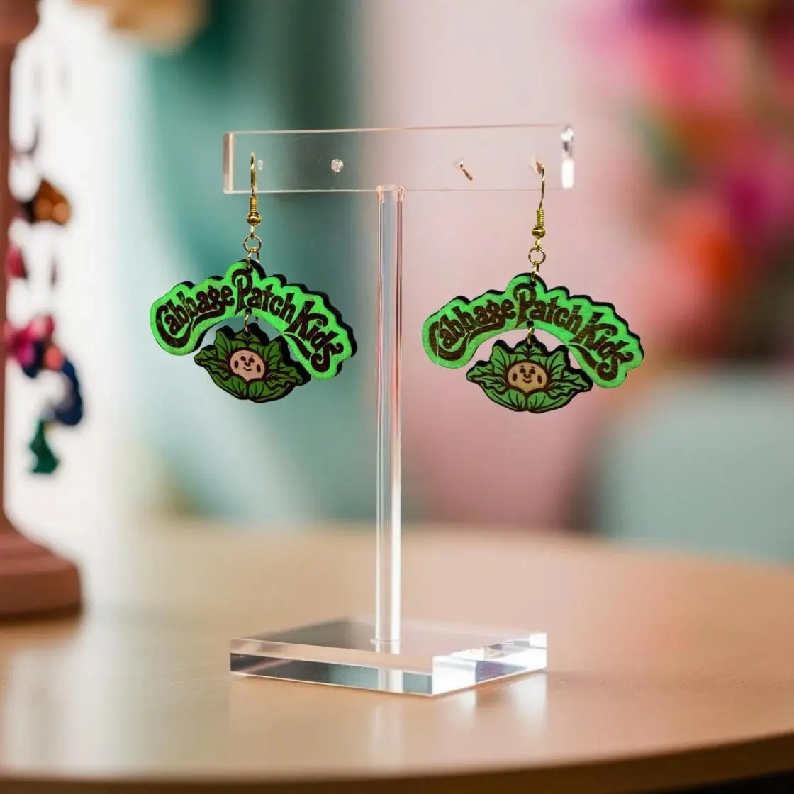 Cabbage Patch Kids Earrings: Laser Cut Wood, 80s Nostalgia