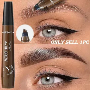 Liquid Four-Brush Eyebrow Pencil, Waterproof Sweatproof Long-Lasting Smooth Durable, Volumizing Eyebrow Enhancer, Newbie Friendly, Solid Form, Not Flammable, Eyebrow Makeup