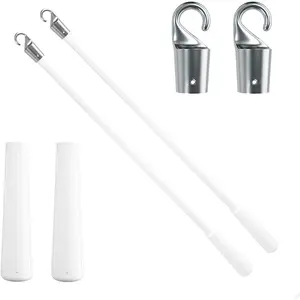 2 Pcs 12 inch Blind Wand Vertical Blinds Replacement Parts with Hook and Grip White Fiberglass Blind Tilt Wand for Windows Curtain Door Shades Opener Accessory