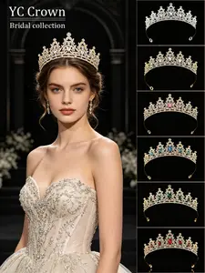1Pc Bridal Crown Headpiece, Multicolor Crystal Tiara, Wedding Dress Accessory, 18th Birthday Adult Gift, Princess Hair Crown