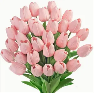 10pcs No-Wilt Pink Tulips | Fake Floral Bouquet for Home Decor, Party & Bridal Bouquets
