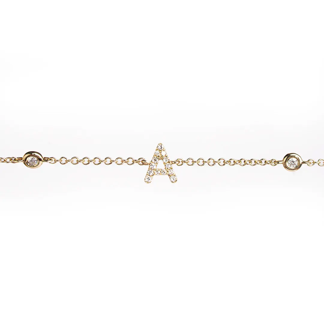 Diamond Initial and Bezel Bracelet