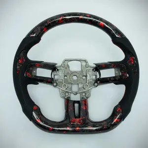 Ford Mustang 2015-23 forged carbon fiber steering wheel with red accents