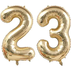 40 Inch Light Gold 23 Number Balloons White Gold Giant 32 Foil Mylar Helium Large Digital Balloon Champagne Gold Birthday Numbers Jumbo Balloons 23rd or 32nd Anniversary Party Decorations Supplies