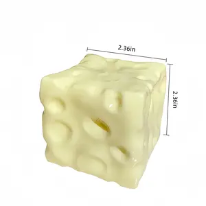 Cheese Soft & Chewy Cube Stress Ball — Soft, cute stress relief toy for kids and adults; a fun, quirky gift Solid Squish Sensory Fidget Squishies