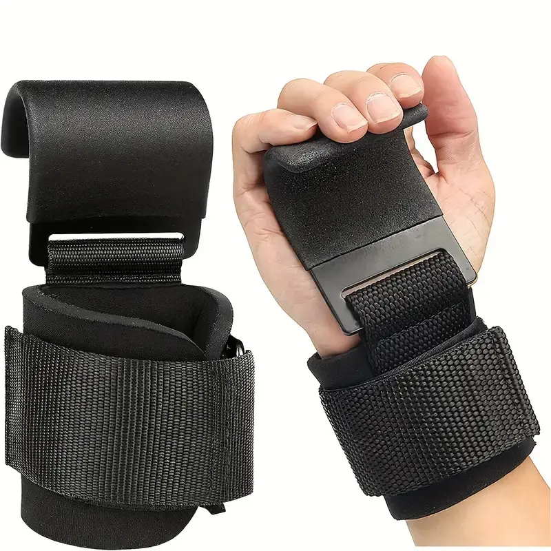 Lifting Hooks with 8mm Padded Neoprene Wristbands for Men & Women - Adjustable Straps for Weightlifting & Pull-Up Bars - Comfortable & Durable Fitness Training Straps
