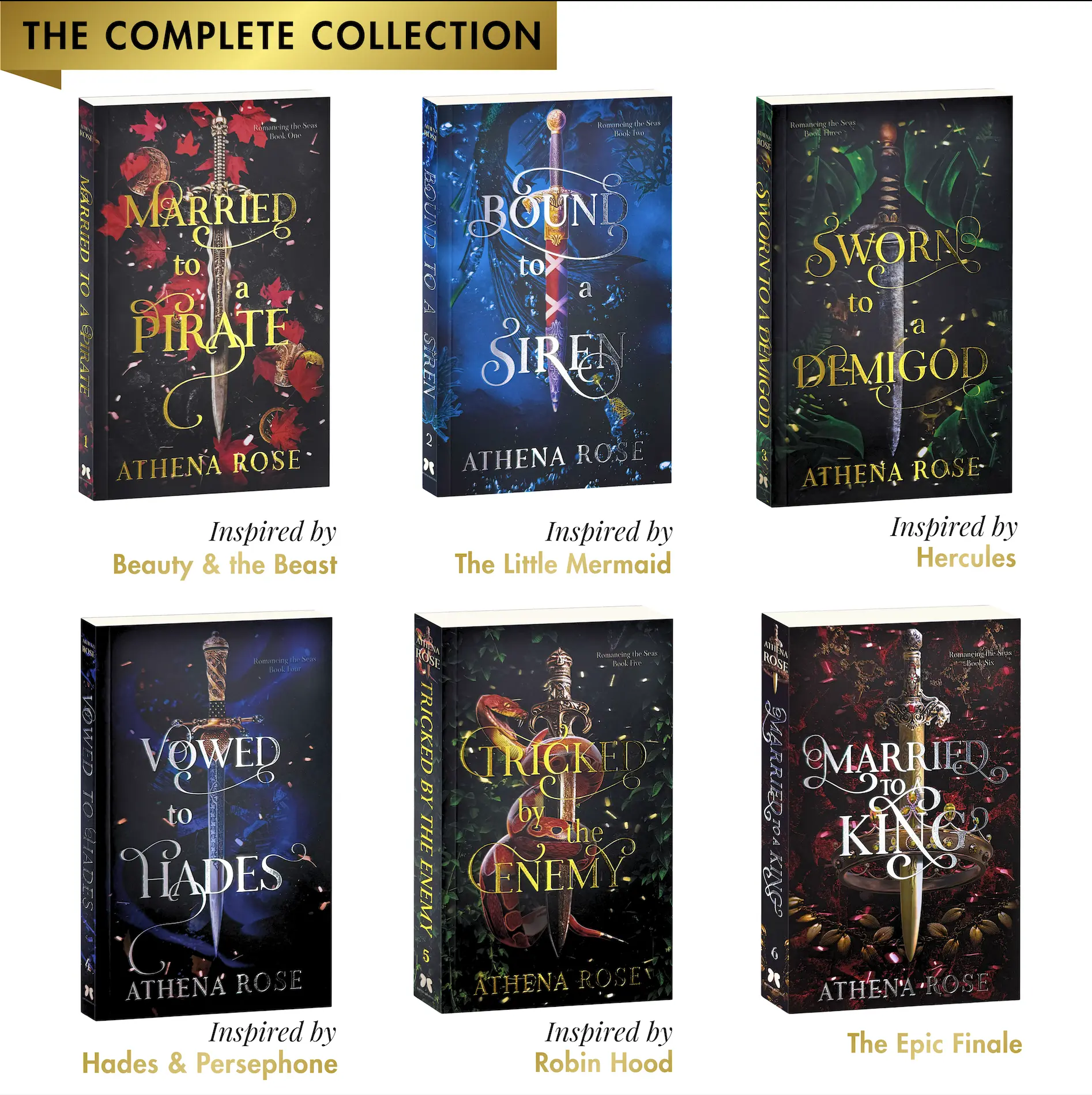 Complete Romancing the Seas Series by Athena Rose - Special Edition Signed Paperbacks, Pirate Romance Gritty Romantasy with Greek Mythology, Gods & Pirates, Slowburn Love, Character Art, Foil Lettering, Romance Books Recs, Autographed Edition Novel
