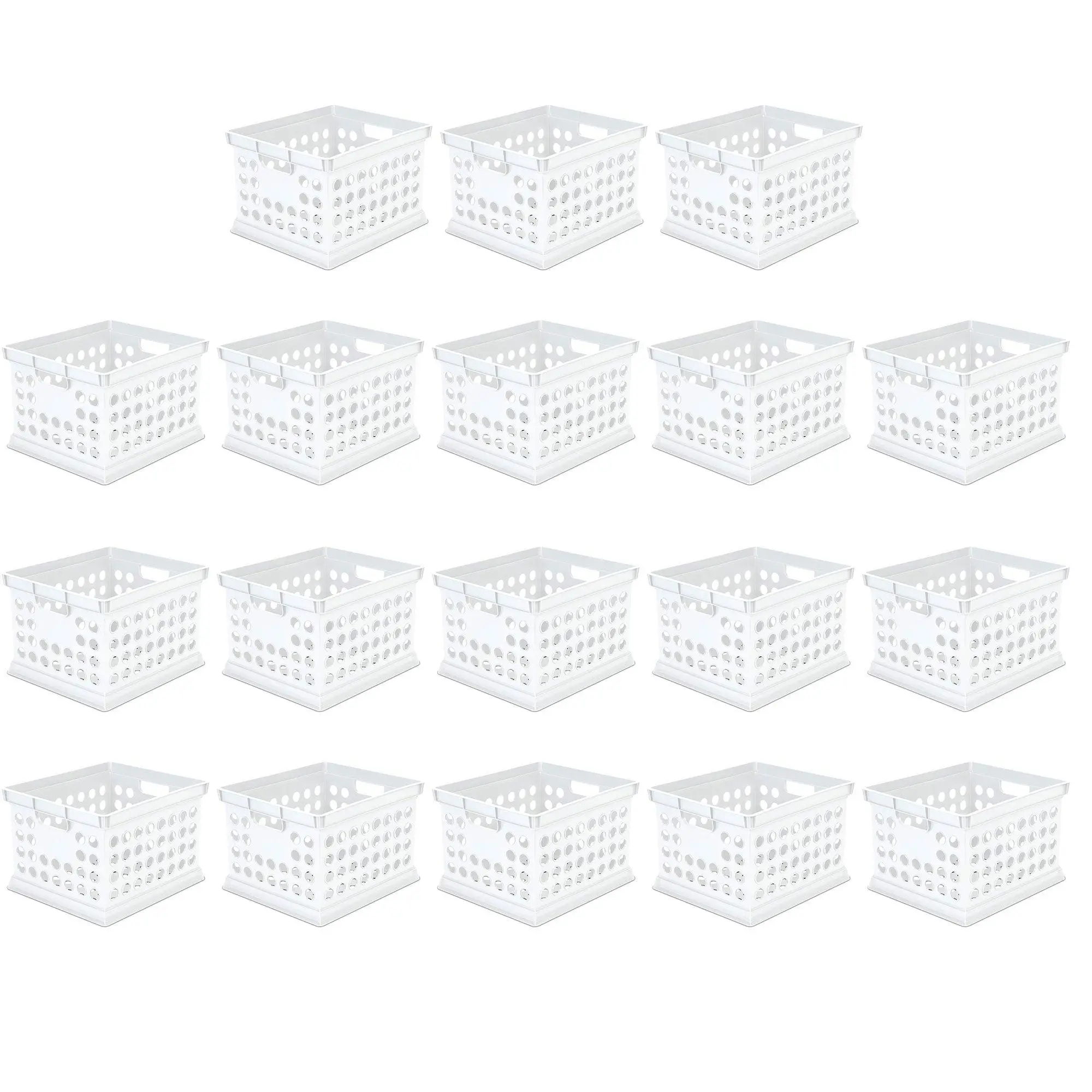 Sterilite Stackable Plastic Storage Open Crate Bin Organizer Box, White, 18-Pack Sterilite Stackable Plastic Storage Open Crate Bin Organizer Box, White, 18-Pack