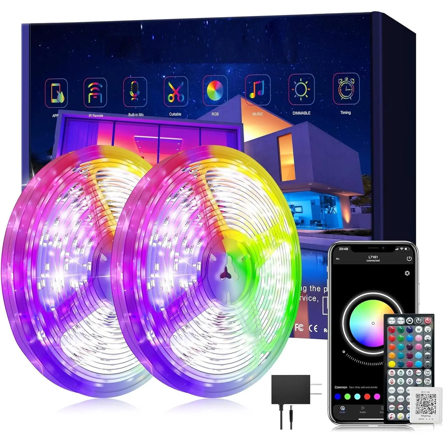 Led Lights for Bedroom 200ft (2 * 100FT) Music Sync Color Changing Led Strip Lights, RGB Led Light Strip with Remote and App Control, Cuttable Led Tape Light for Home Decor Gaming Accessories