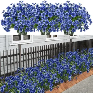 21 Bundles Artificial Outdoor Faux Shrubs & Flowers, UV Resistant No Fade Plastic Greenery, Decorative Fake Greenery, for Garden Porch Window Box, Maintenance-Free Home Decor Gift for Adults Women, US Outdoor Living for Mother's Day Anniversary