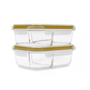 Sedona Kitchen Set of 2, 3 Compartment Glass Food Storage