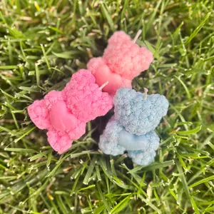 Small Wax Bear Candle - Unique Design Candle in Pink and Blue Colors