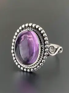 1 PC Fashion Purple Cubic Zirconia Solitaire Engagement Ring For Women For Wedding Engagement Party Jewelry Valentine's Day Gift