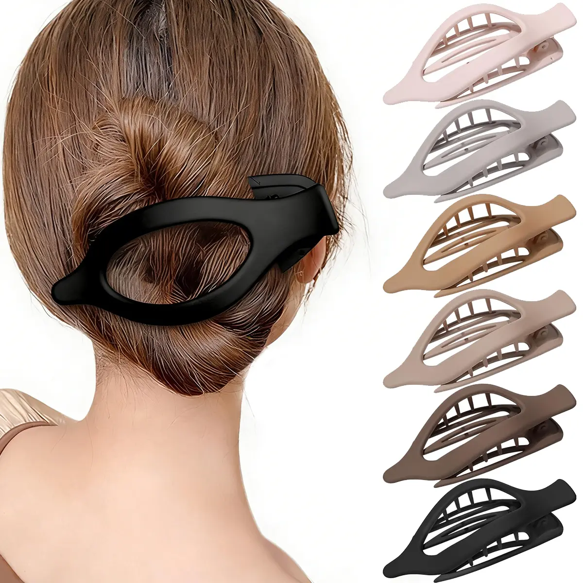 AWAYTR Hair Clip Set for Women, 6-Pack French Style Claw Clips in Matted Acrylic Plastic, Strong Non-Slip Hold for Thin and Thick Hair, Lightweight, French Claw, Casual Daily, Female Clip