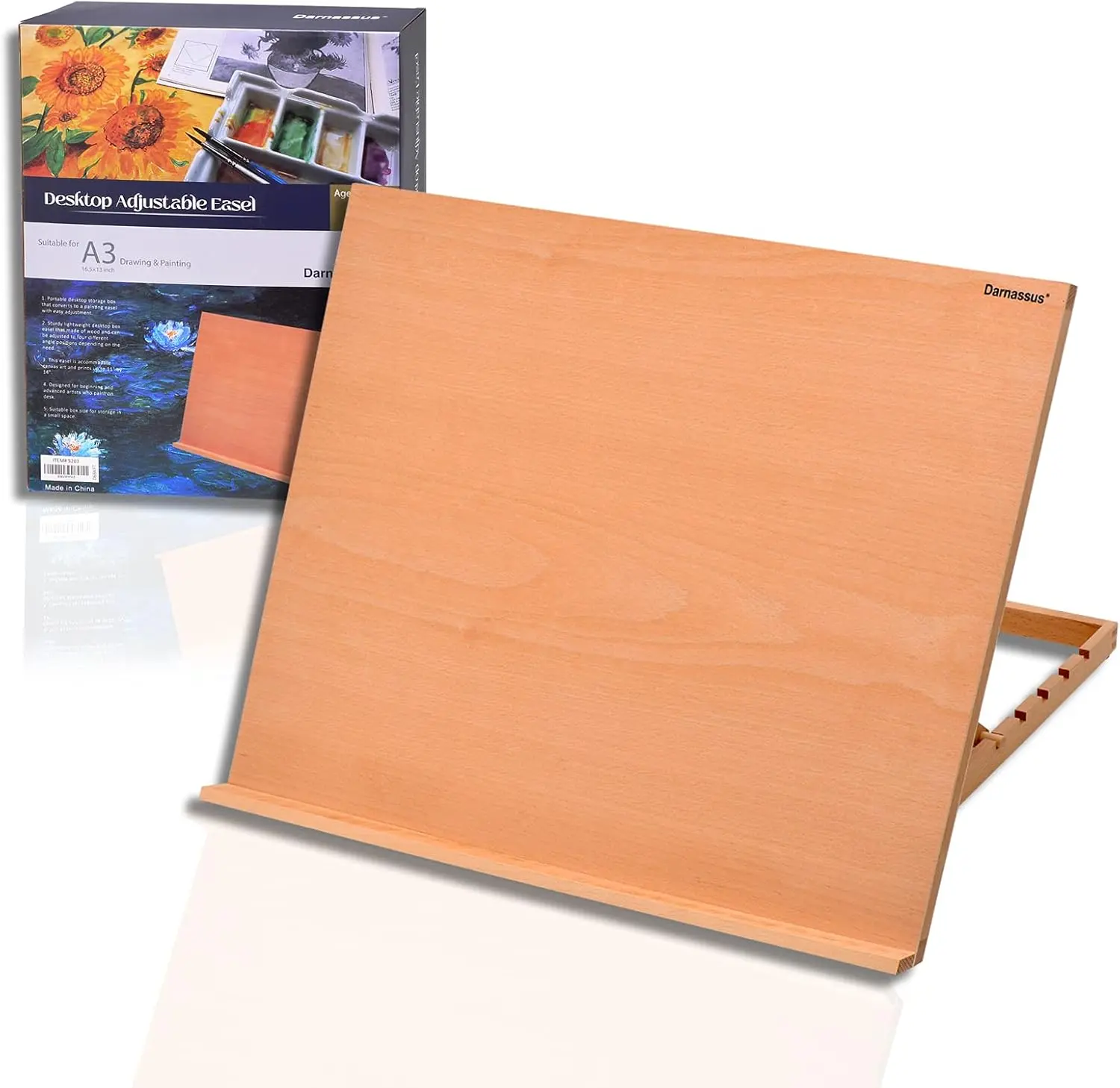 [Back to School] A2/3 Extra Large Adjustable Tabletop Painting Easel, 16.5 inch by 12.6 inch, Drawing and Sketching Board, Book Holder, Book Stands, Tilt Height Adjustable, Portable Easel Stand