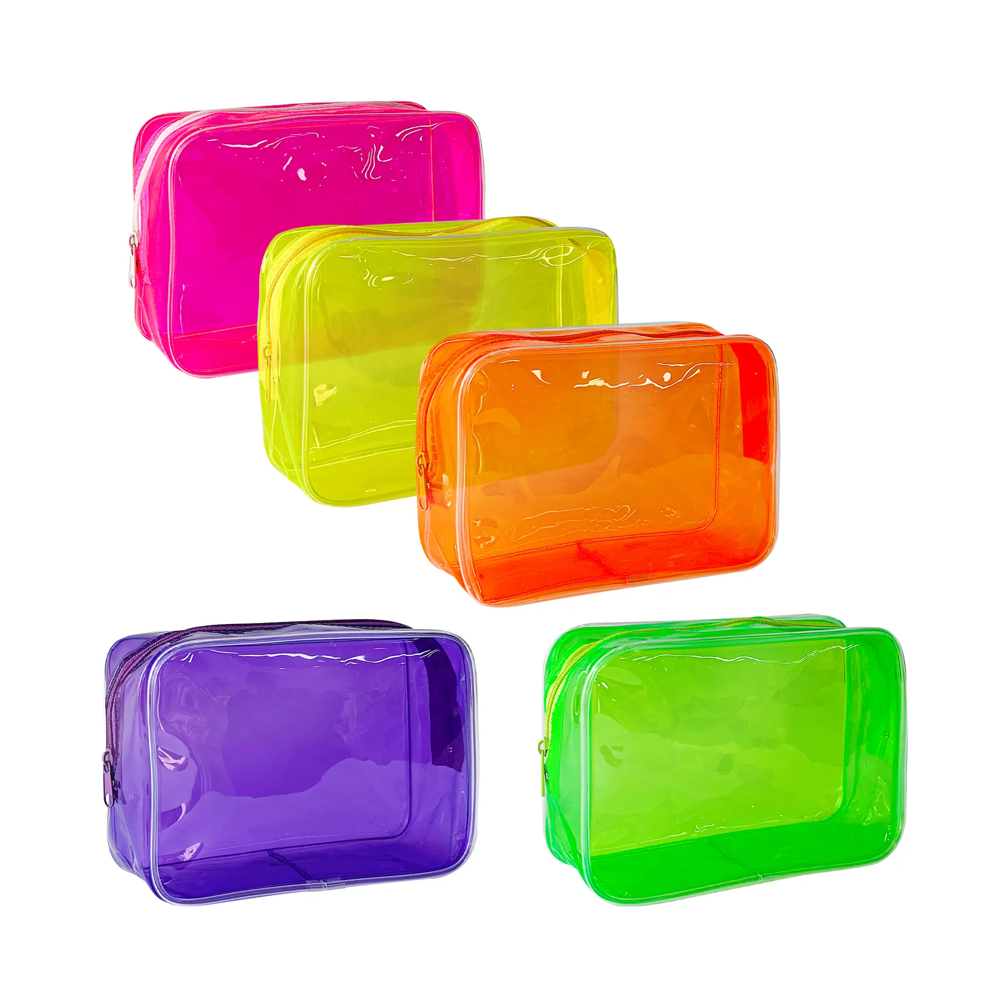 5 PCS Portable Waterproof Solid Makeup Bag Set for Travel, Clear Makeup Bag with Zipper for Purse Brush Bag Pen Pouch
