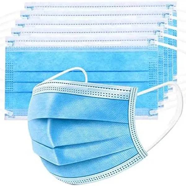 100 Packs Blue Disposable Face Masks,3-Ply Breathable Mask For Adults, Unisex Design, Fashionable Design, Great For Outdoors, Home, Office, School