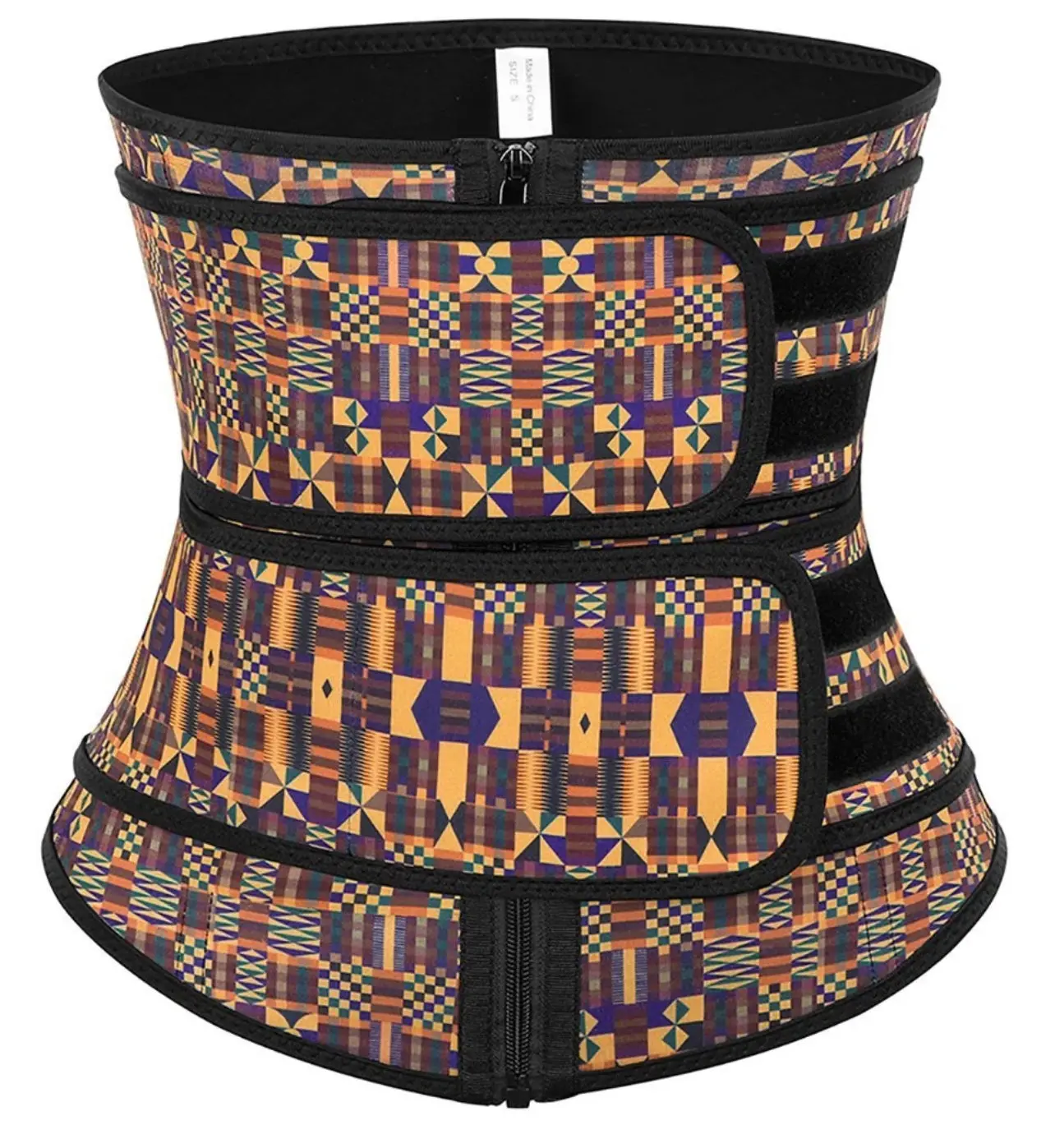 Double-Belt African Print Latex Waist Trainer