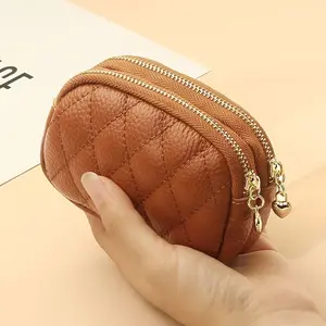 Vintage Style Quilted Wallet for Women - Pink Zip Around Clutch with Detachable Gold Chain, Includes Key Coin Purse & Credit Card Slots