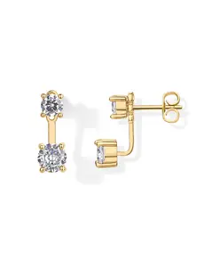 PAVOI 18K Gold Plated Sterling Silver Posts Cubic Zirconia Ear Jacket Statement Earrings for Women | Front & Back Stud Earring Jackets