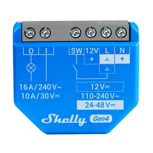 Shelly 1 Gen4 Smart Relay Switch - 1-Channel, 16A Capacity, Dry Contacts, Wi-Fi, Zigbee, Matter, Bluetooth, Open Box - Wi-Fi Smart Home Device for Garage Door & Sensor Switch Applications, Smart Garage Door, Smart Sensor Switch