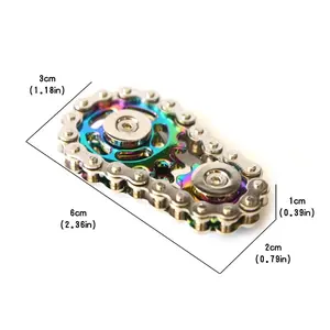 Bike Chain Fidget Spinner with Gears, Metal EDC Stress Relief Toy, Smooth Spinning Flywheel Hand Spinner for Anxiety Relief, Portable Pocket Deskmodel for Adults & Kids asmr