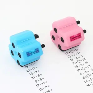 The Math Teacher 4-in-1 Stamp Roller Addition Subtraction Multiplication Fill the Blank Educational Math Toy & Learning Tool for Kids, Parents, Teachers & Homeschool