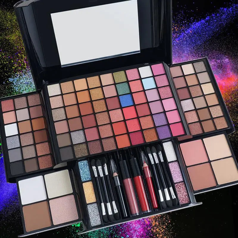 Multi-Functional Makeup Palette Set, Face Makeup Set, Eyeshadow Lipstick Eyeliner Foundation Blush Highlighter and Contour, Perfect Gift, Cosmetic Set, Makeup Kit Set