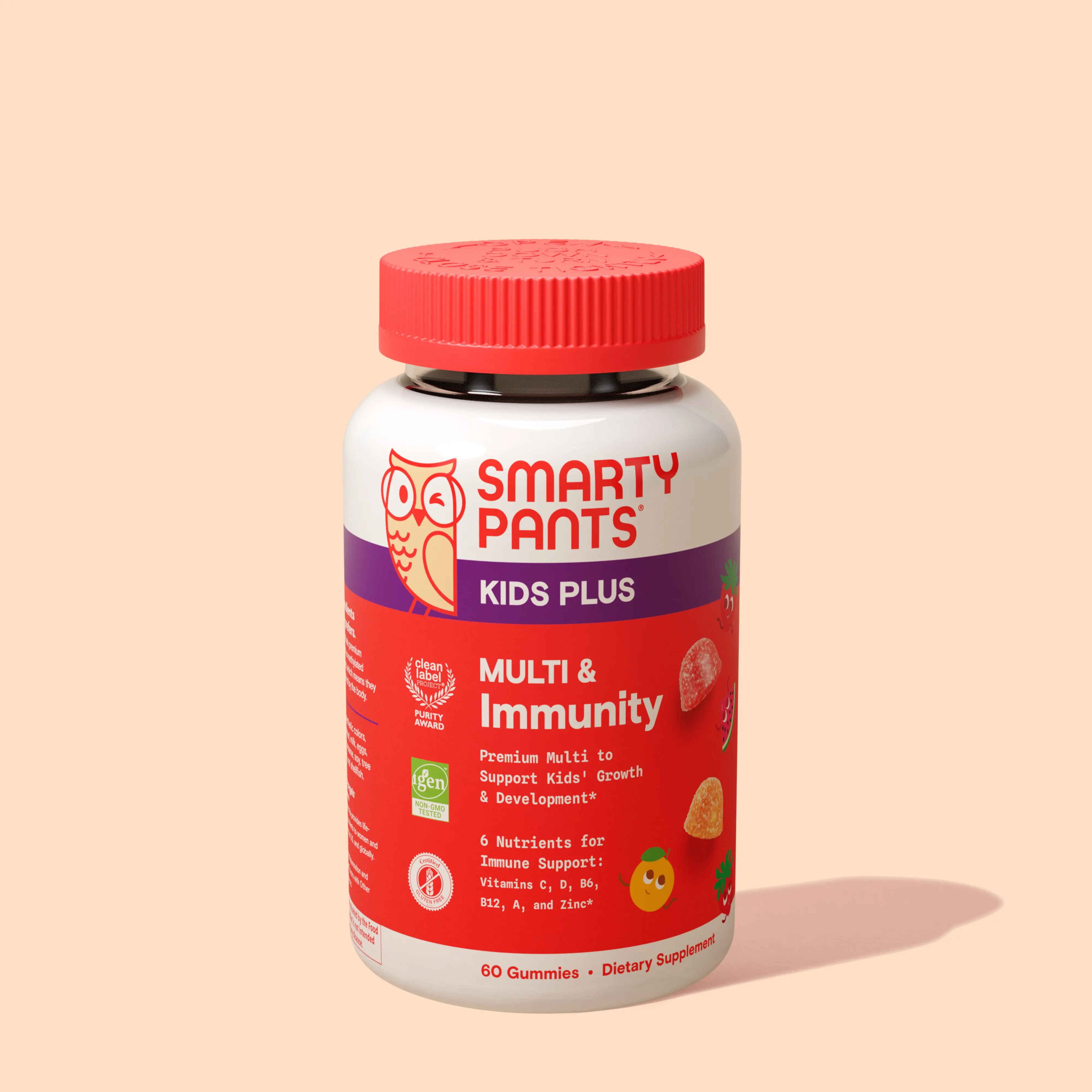 SmartyPants Kids Plus Multi & Immunity - 14 Nutrients for Growth & Development - Vitamins C D3 B6 B12 A & Zinc - 60 Gummies - Healthcare & Fitness Supplement