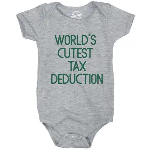 Worlds Cutest Tax Deduction Baby Bodysuit Funny Government Taxaxtion Deductible Jumper for Infants Funny Baby Onesies Funny Sarcastic Onesie Novelty Onesie Light Grey