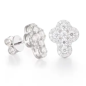 【#E236】D VVS Synthetic  Moissanite Cross Stud Earrings For Women Men's Real 925 Silver Jewelry Sparkling Iced Out Gift For Daily Wear summerwins