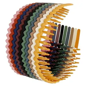 10 Pieces Plastic Headbands with Teeth Comb, Thin Non-Slip Hair Bands for Women, Men, and Teens, Hair Accessories Bands